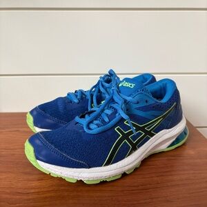 ASICS GT-1000 Kids Sneakers Shoes Size 4.5 Blue Green Running Athletic Youth EUC